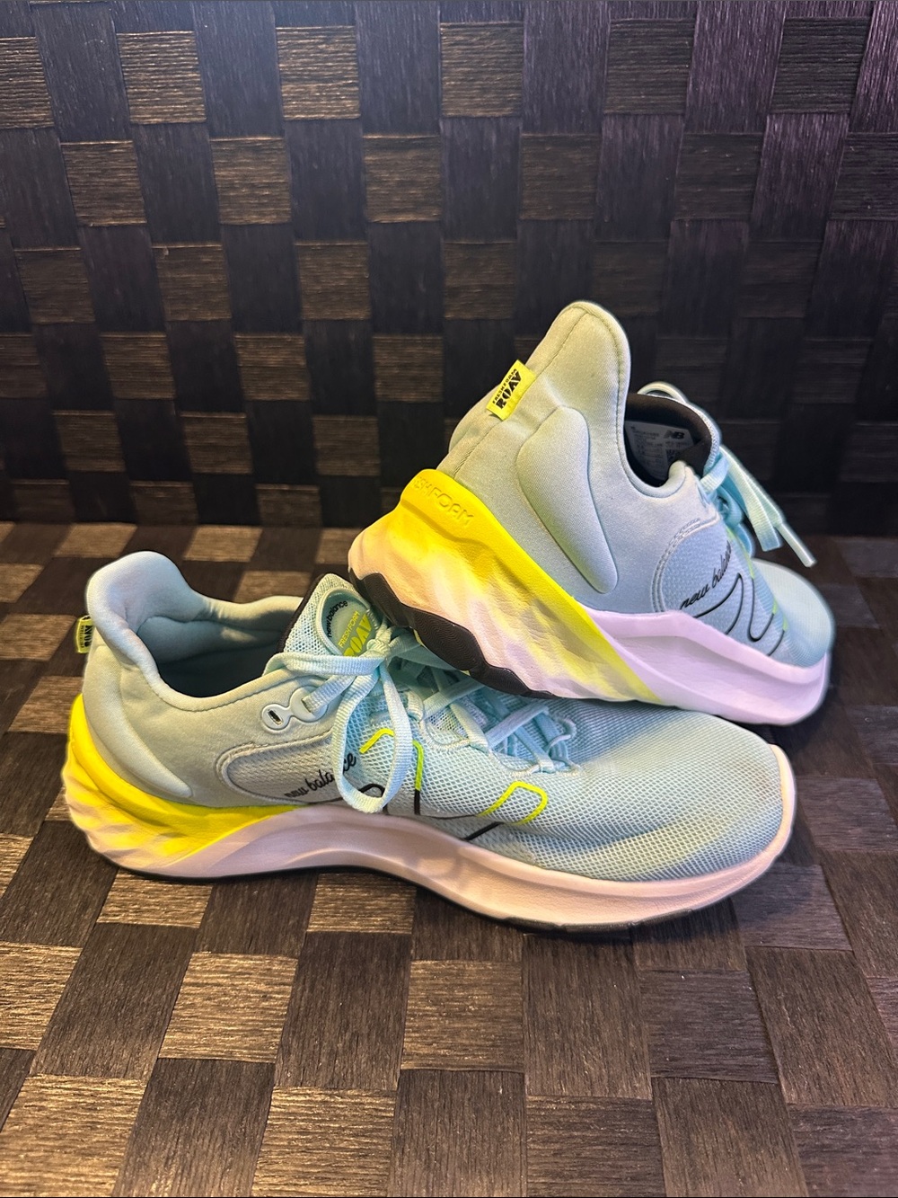 New Balance Women's Light Blue and Yellow Athletic Running Shoes